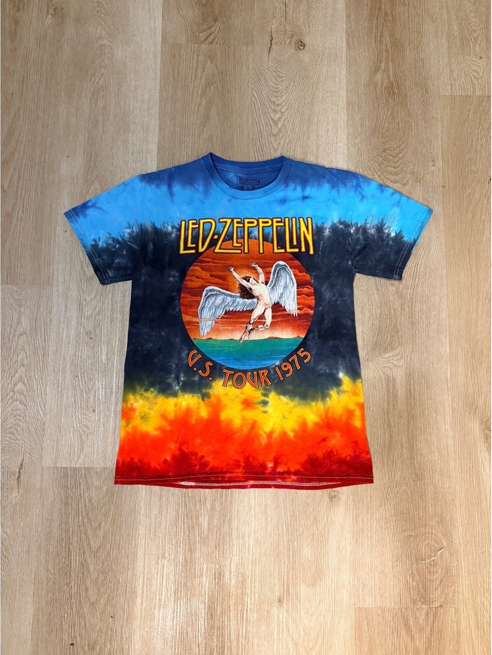 Led Zeppelin Vintage Band Tee Size Small Tie Dye Rainbow 70s Hippie Vibe